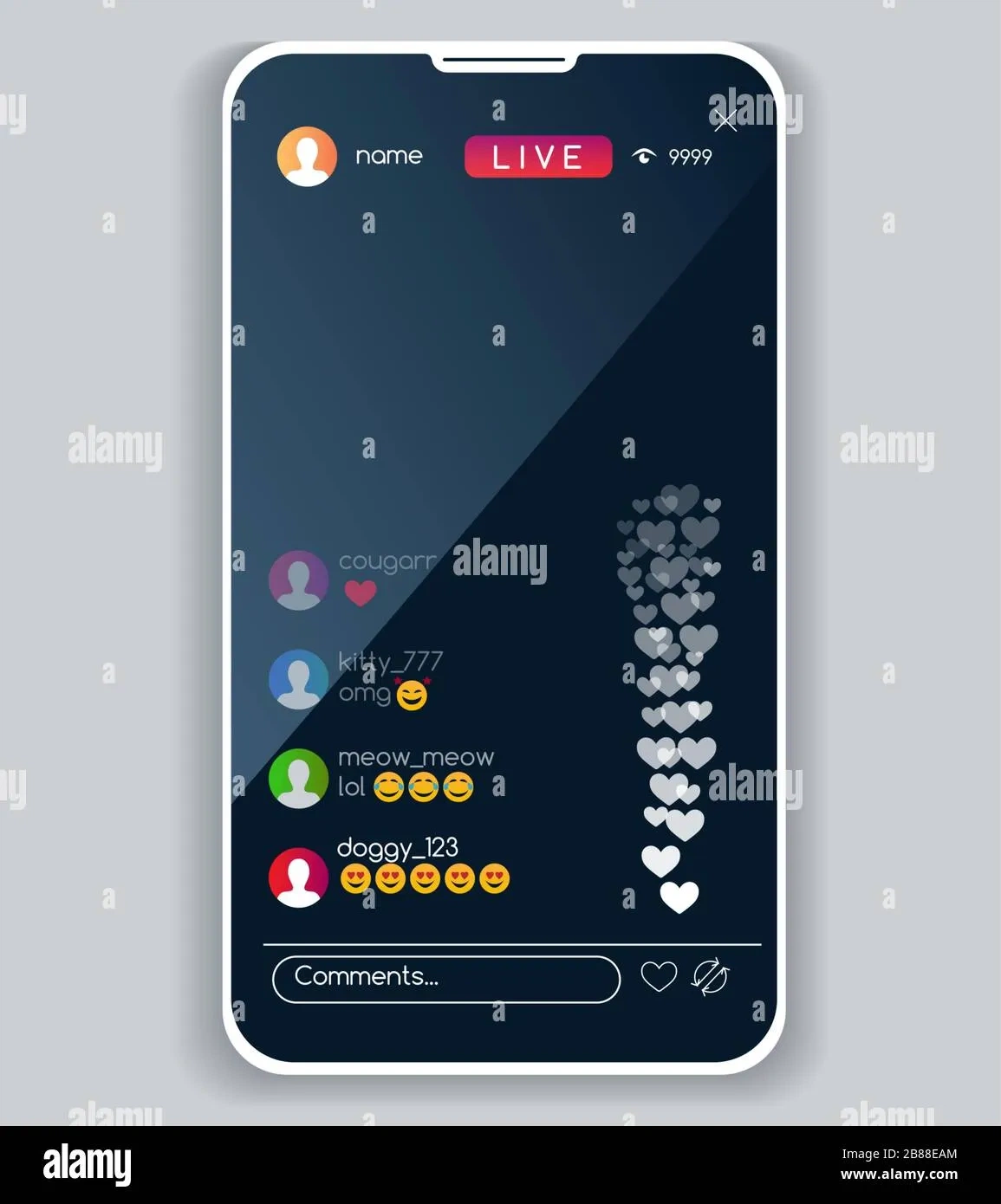 每日大赛手机直播弹幕互动界面展示